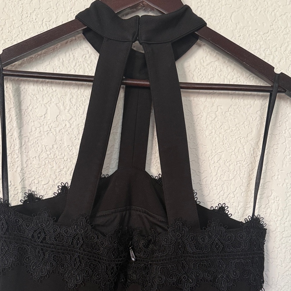 Marciano Black Lace-Trim Halter Style Evening Dress - Picture 15 of 16